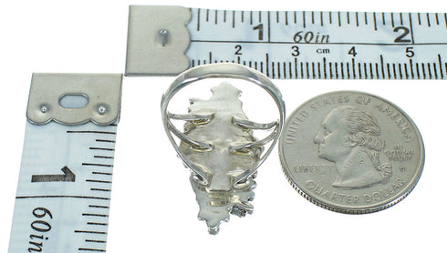 Turquoise Silver Southwestern Water Wave Needlepoint Ring Size 5-1/2 QX87099